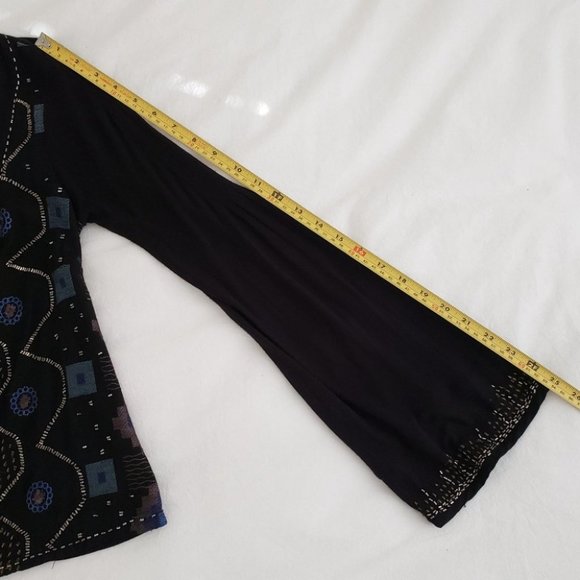 Free People beaded bell sleeve top black XS small - Picture 6 of 14